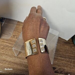 Victoria Secret Gold-tone and Rhinestone Hinged Bangle Bracelet